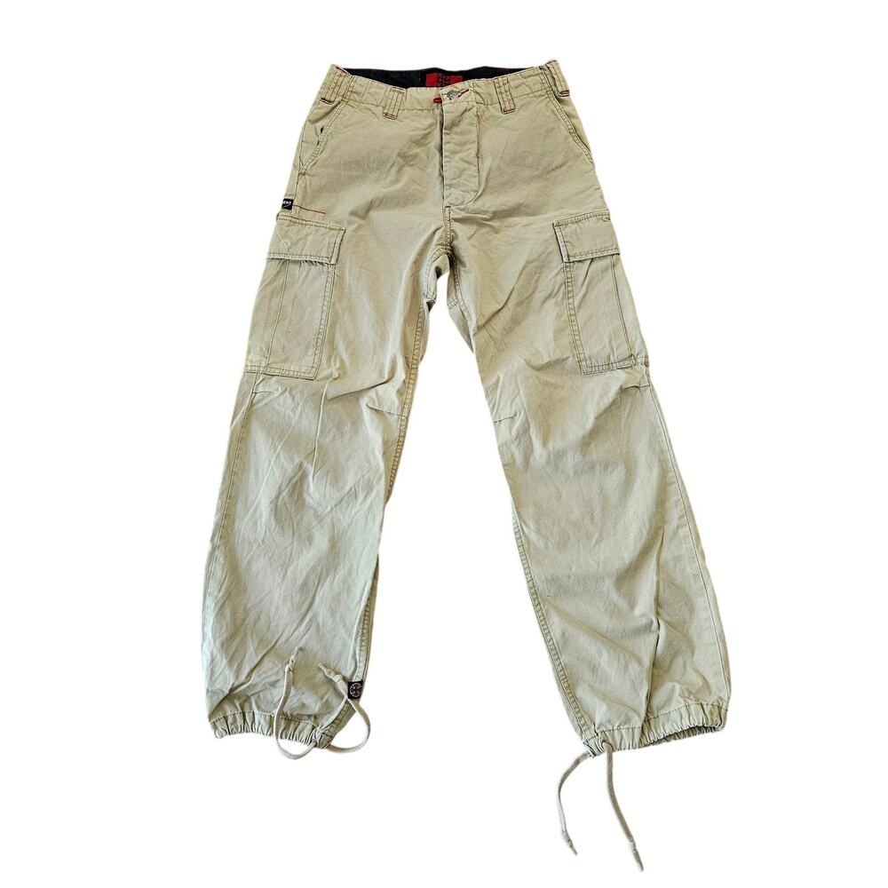 Vintage Men's Independent Tan Khaki Cargo Pant sz 28 Utility Y2K Vtg Casual